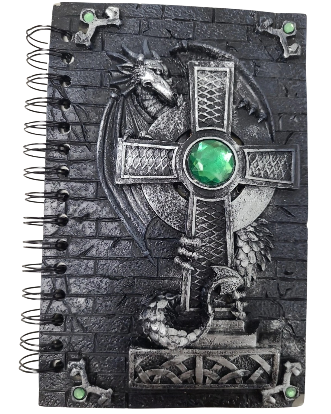 Resin Journal Dragon & Cross Green Gem