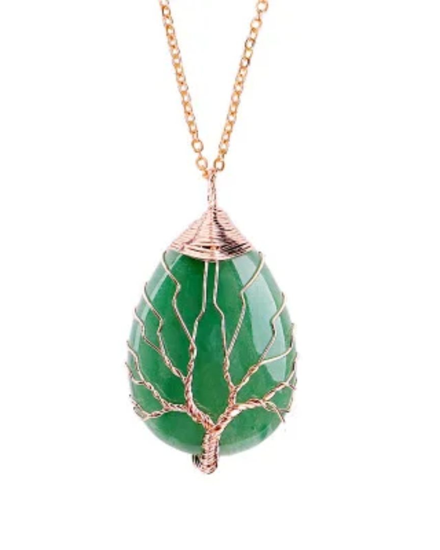 Tree of life gem necklace