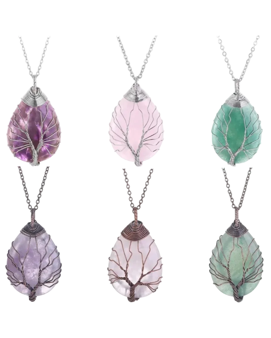 Tree of life gem necklace