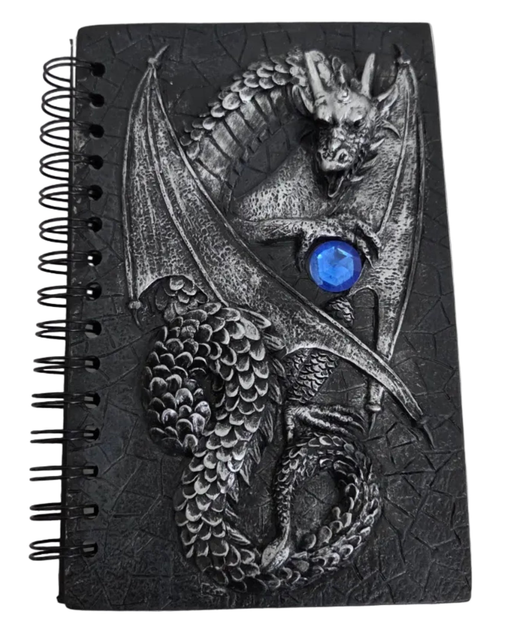 Resin Journal Dragon Holding a Blue Gemstone