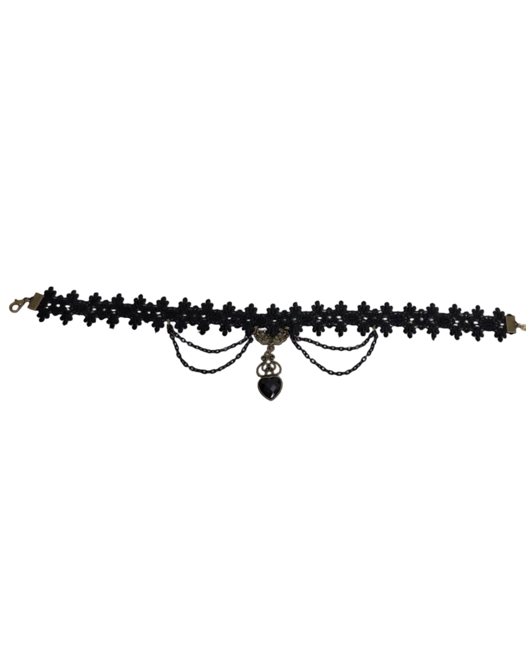 Gothic black lace and charm choker