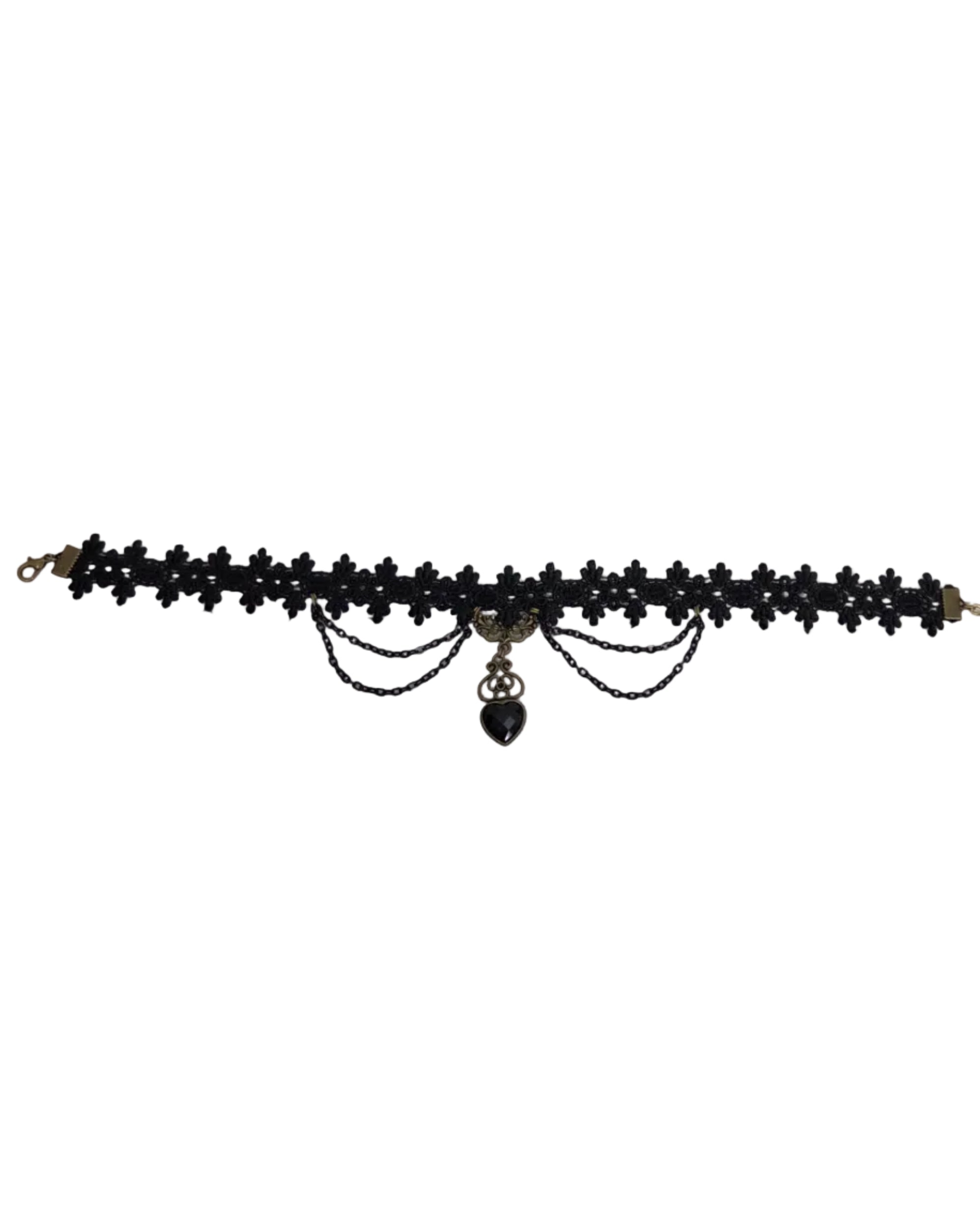 Gothic black lace and charm choker