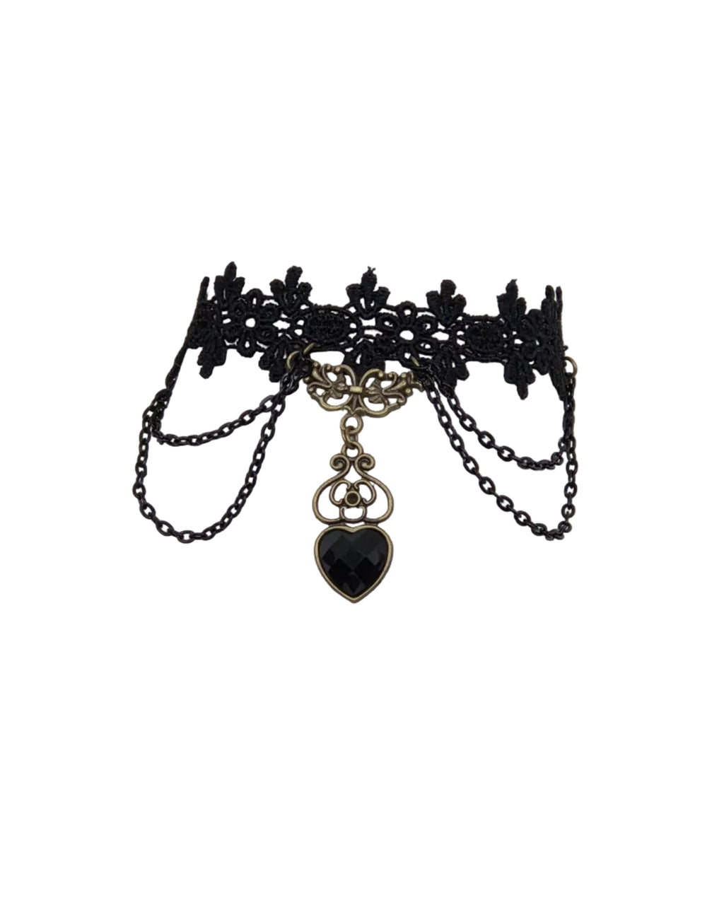 Gothic black lace and charm bracelet