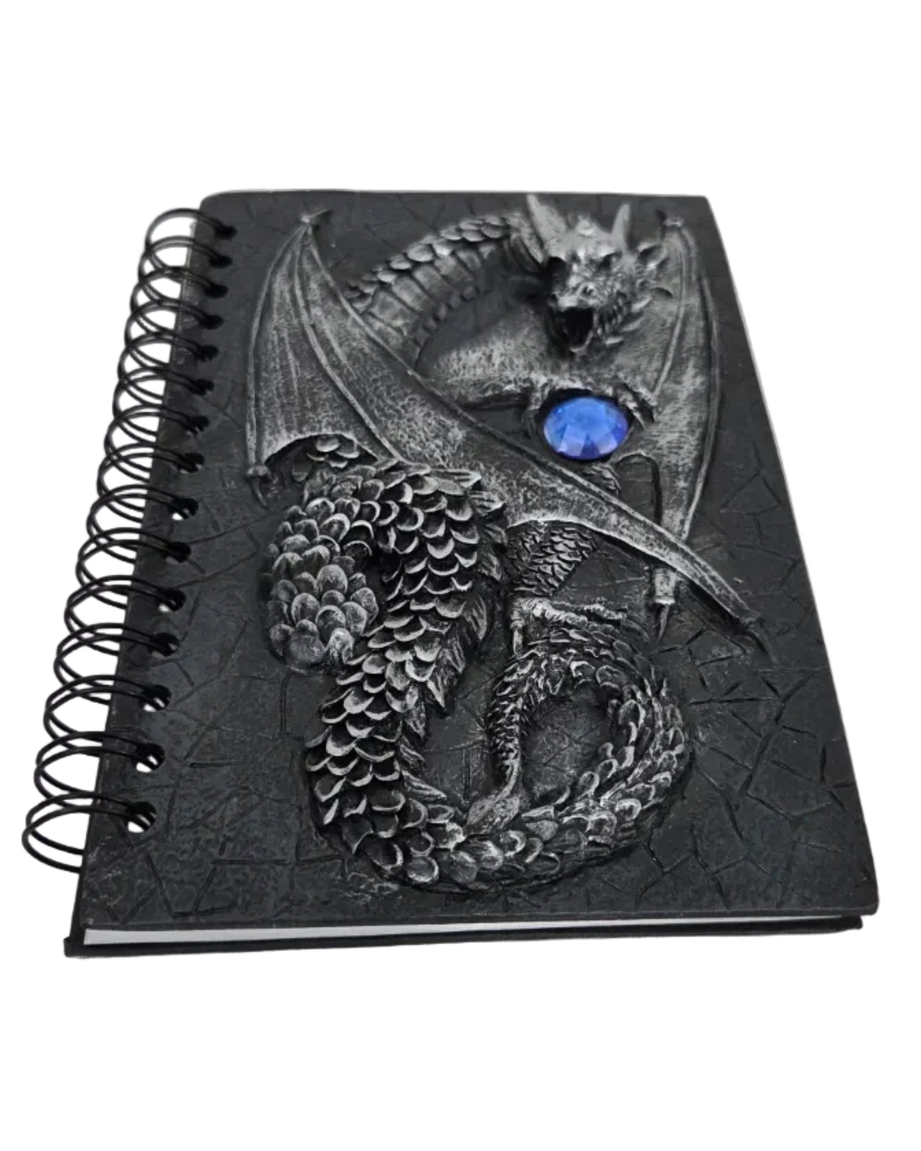 Resin Journal Dragon Holding a Blue Gemstone