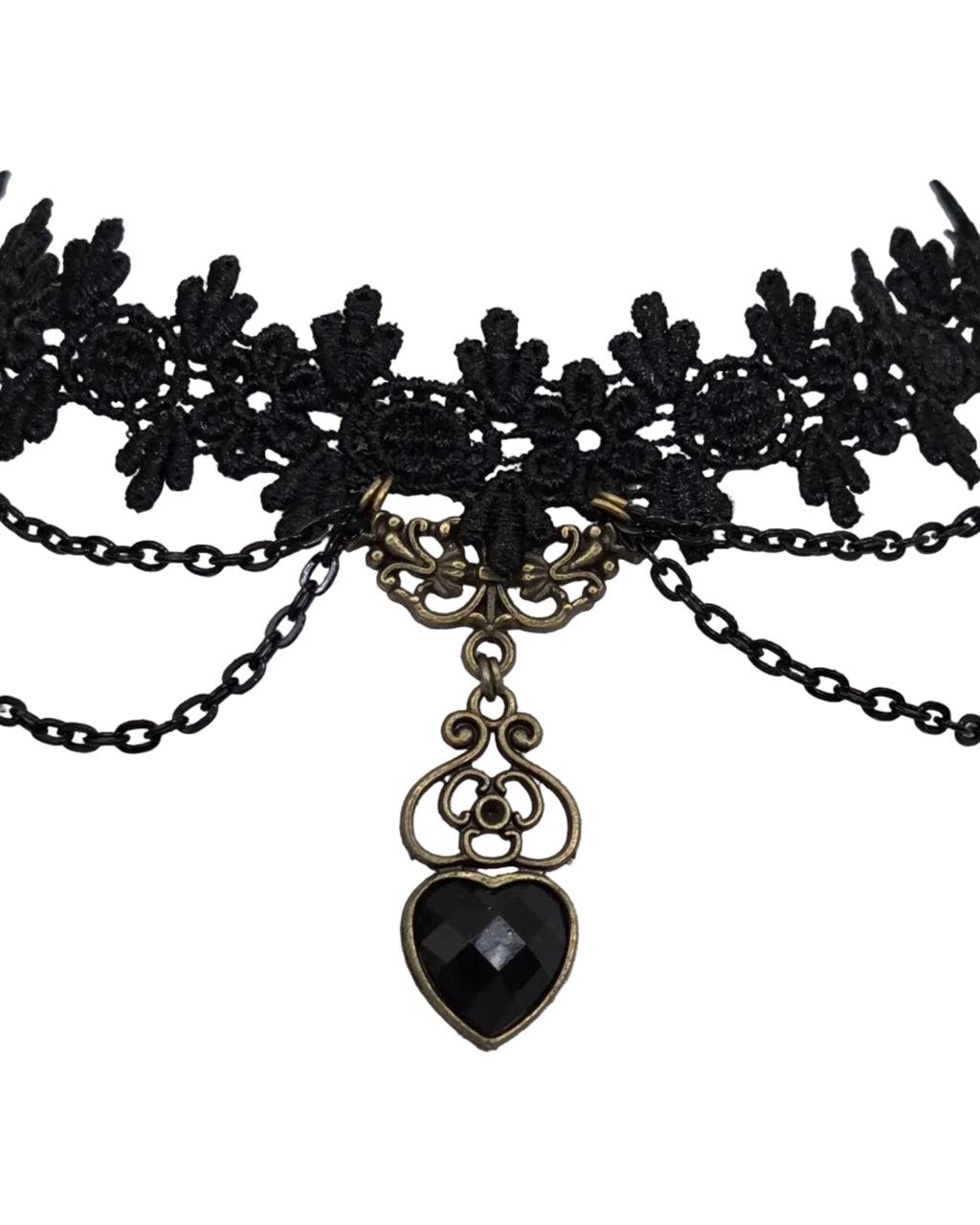 Gothic black lace and charm choker