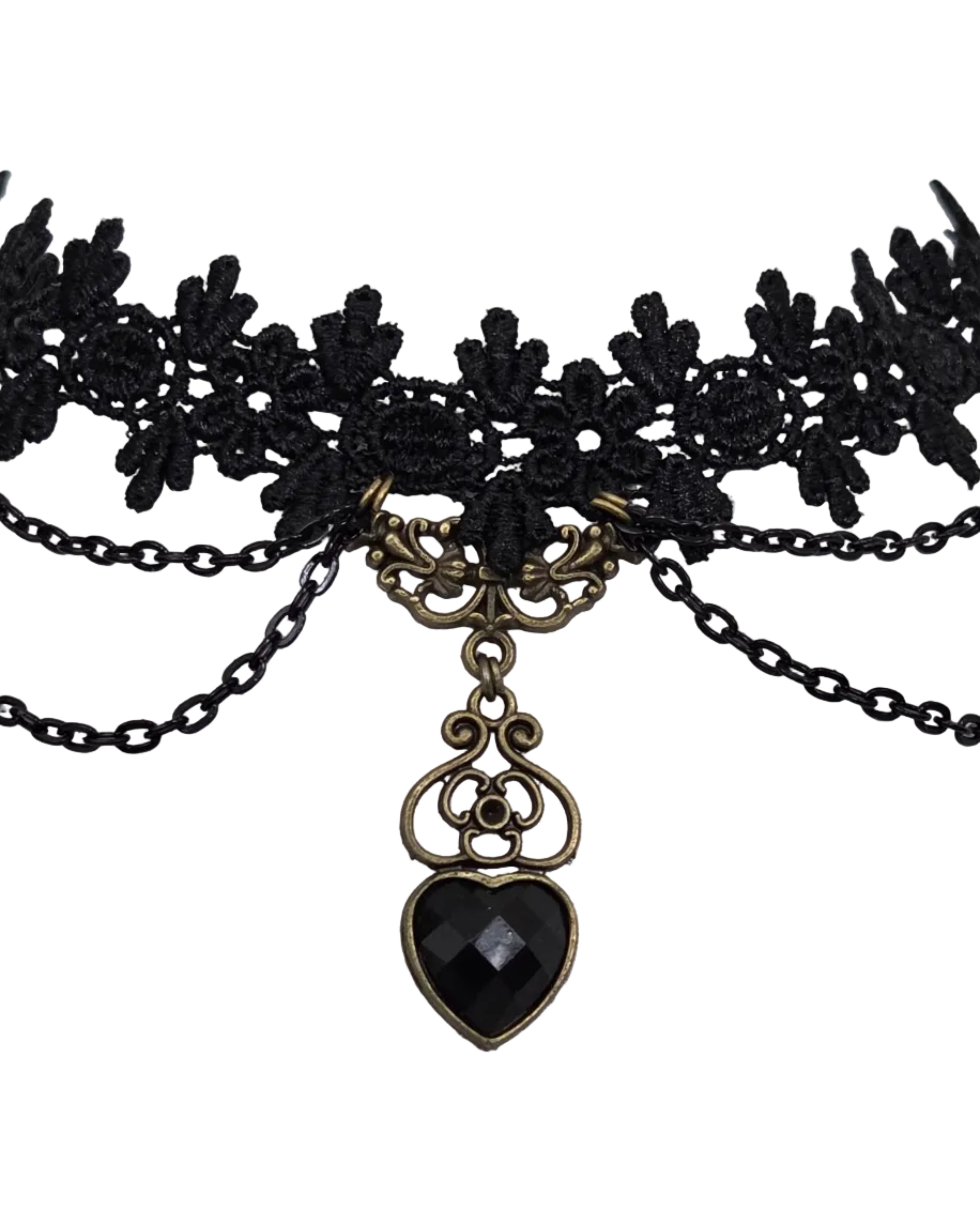 Gothic black lace and charm choker