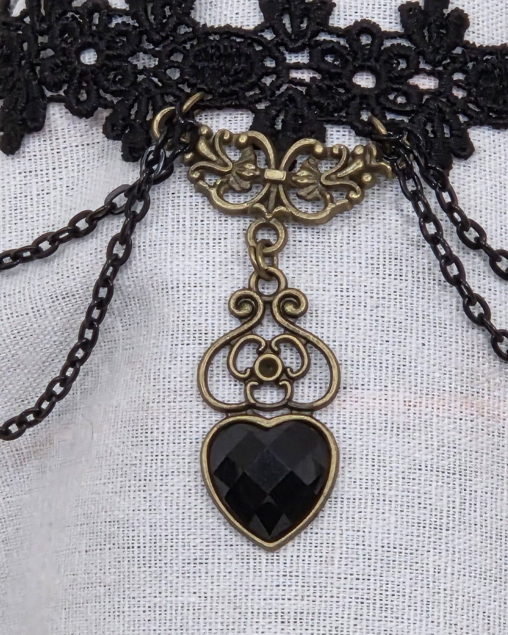 Gothic black lace and charm bracelet