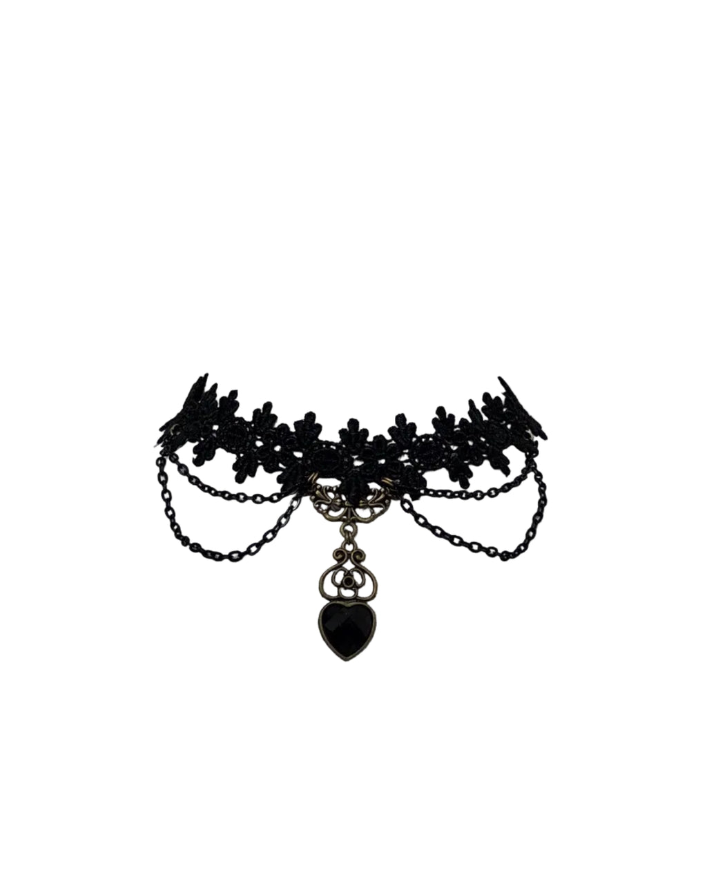 Gothic black lace and charm choker