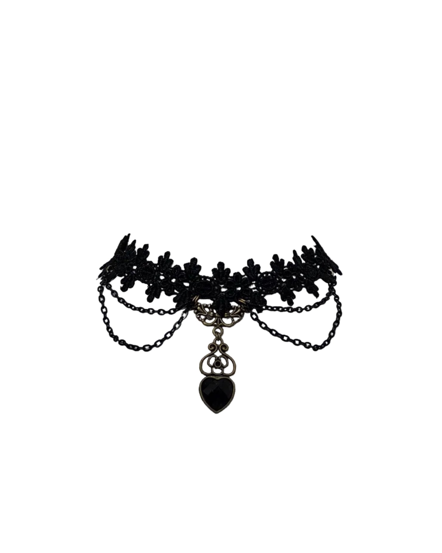 Gothic black lace and charm choker