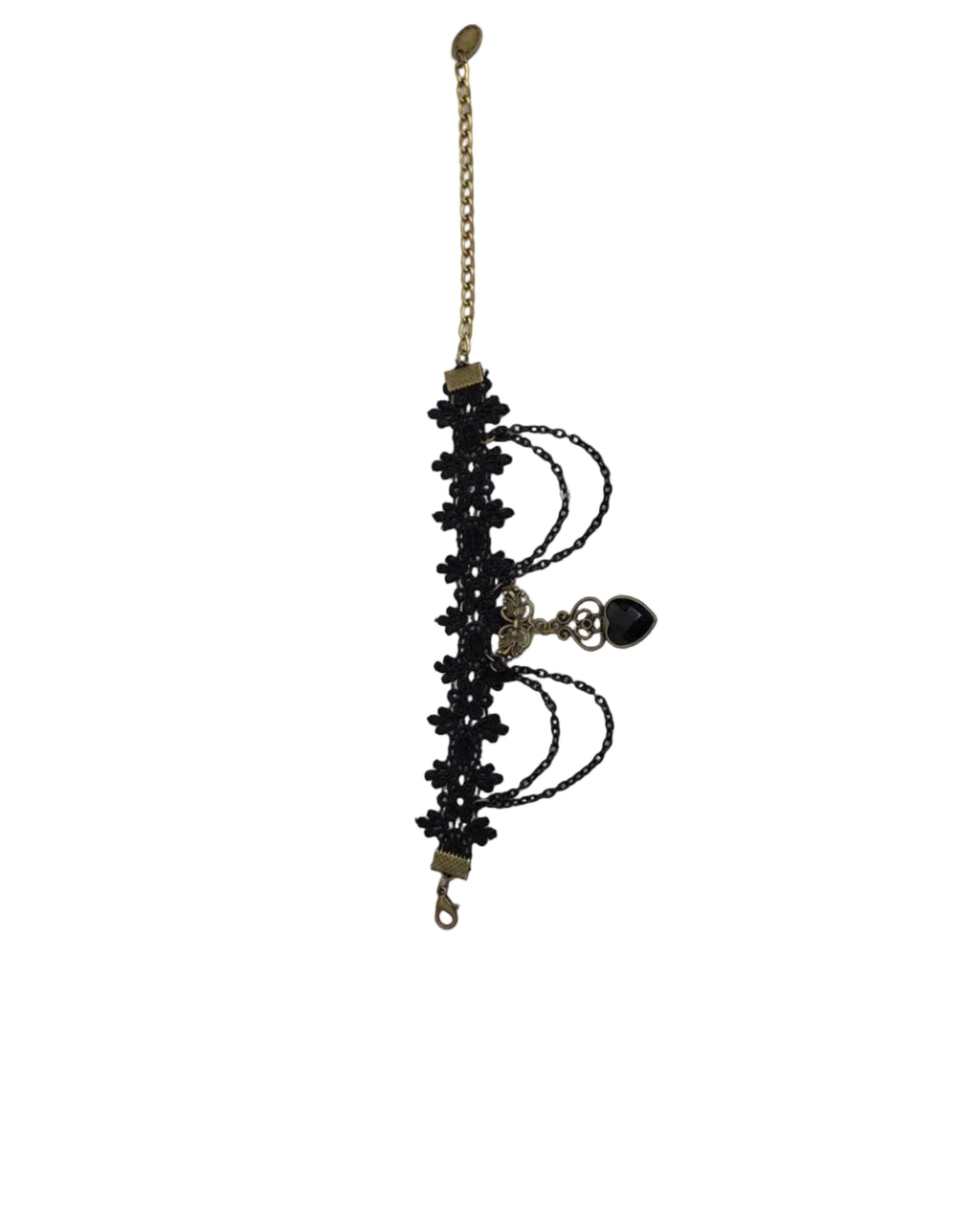 Gothic black lace and charm bracelet