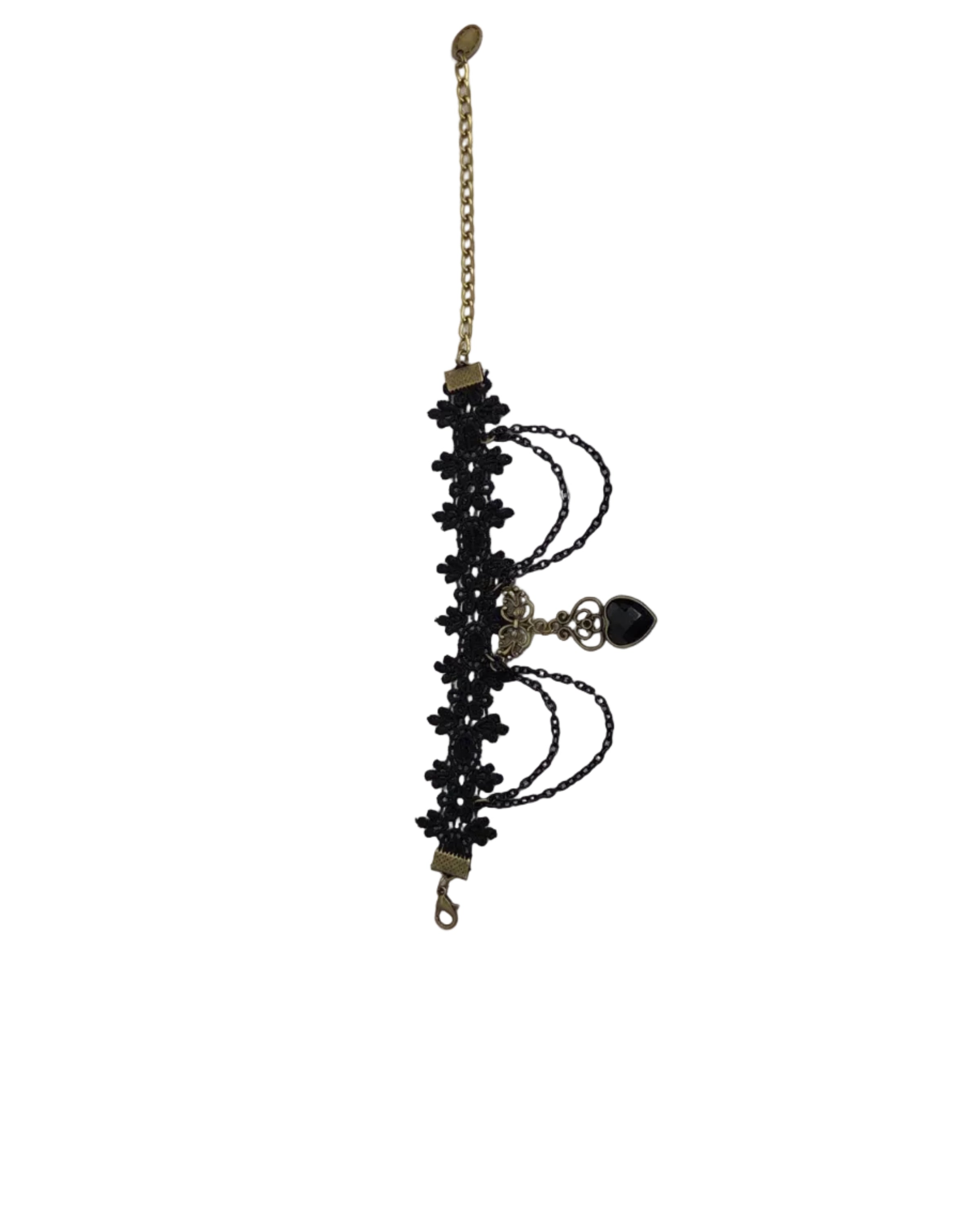 Gothic black lace and charm bracelet