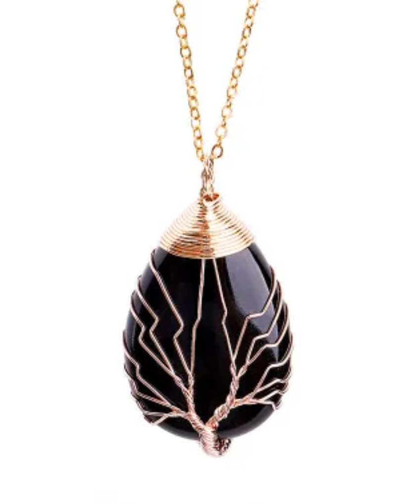 Tree of life gem necklace