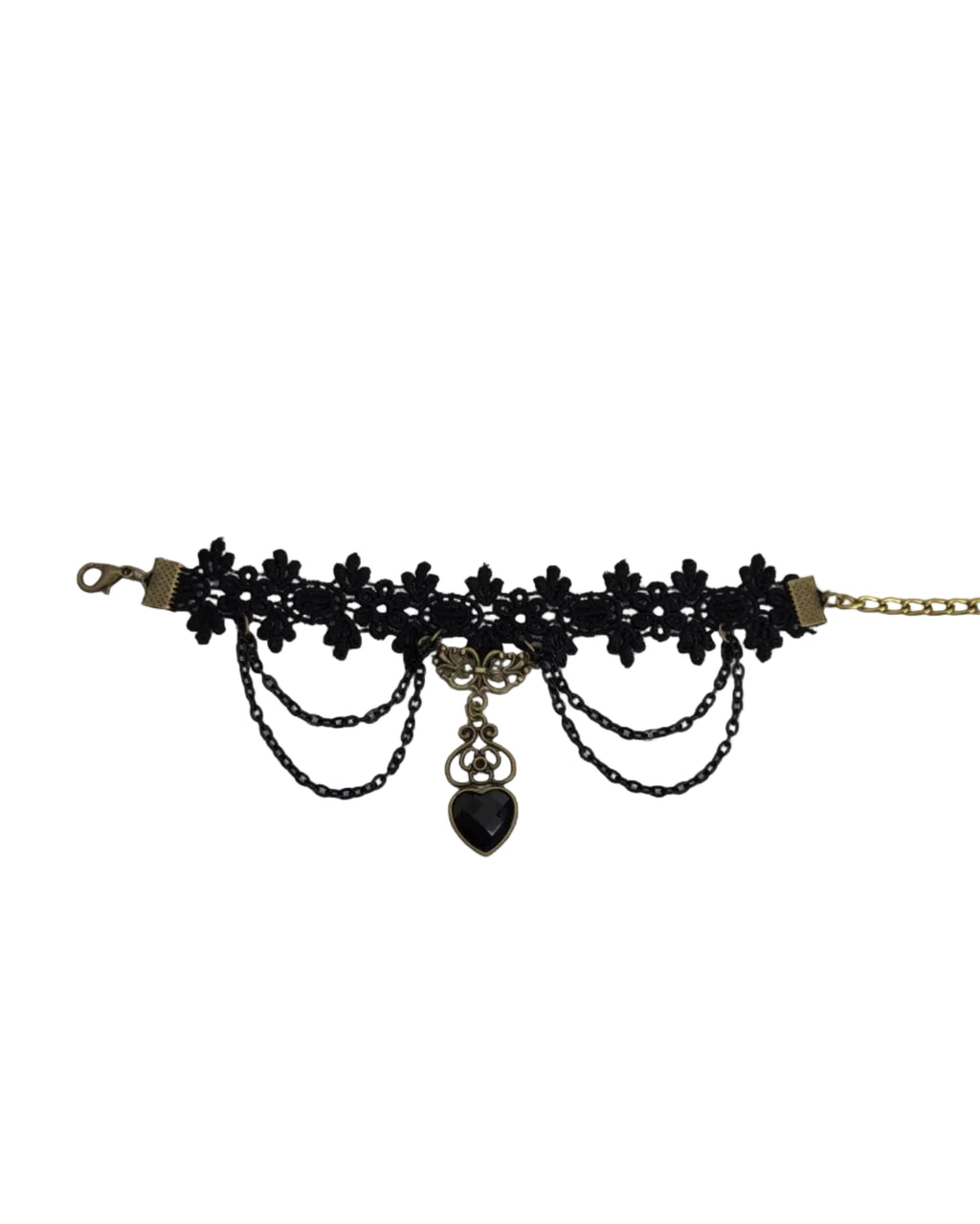 Gothic black lace and charm bracelet