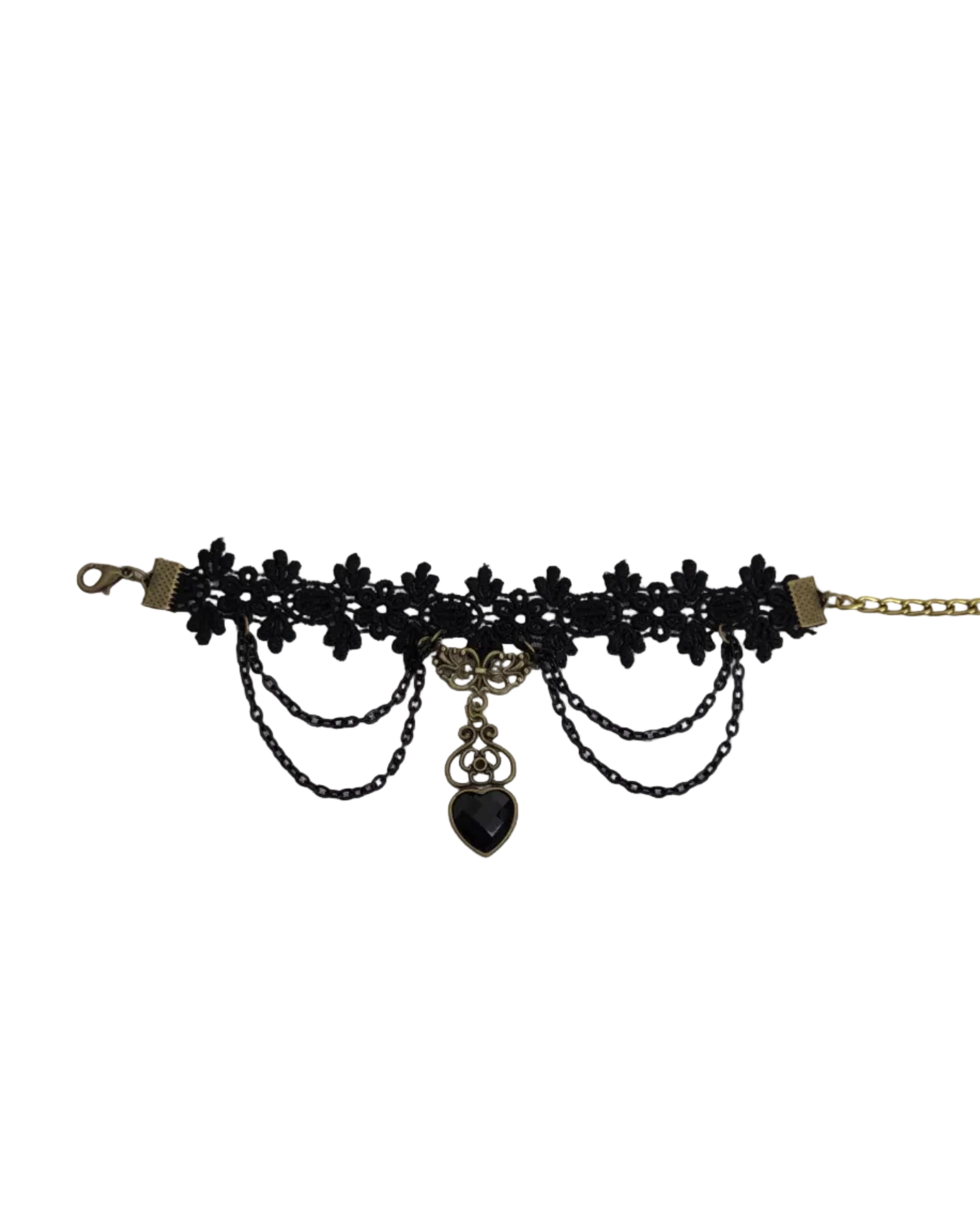 Gothic black lace and charm bracelet
