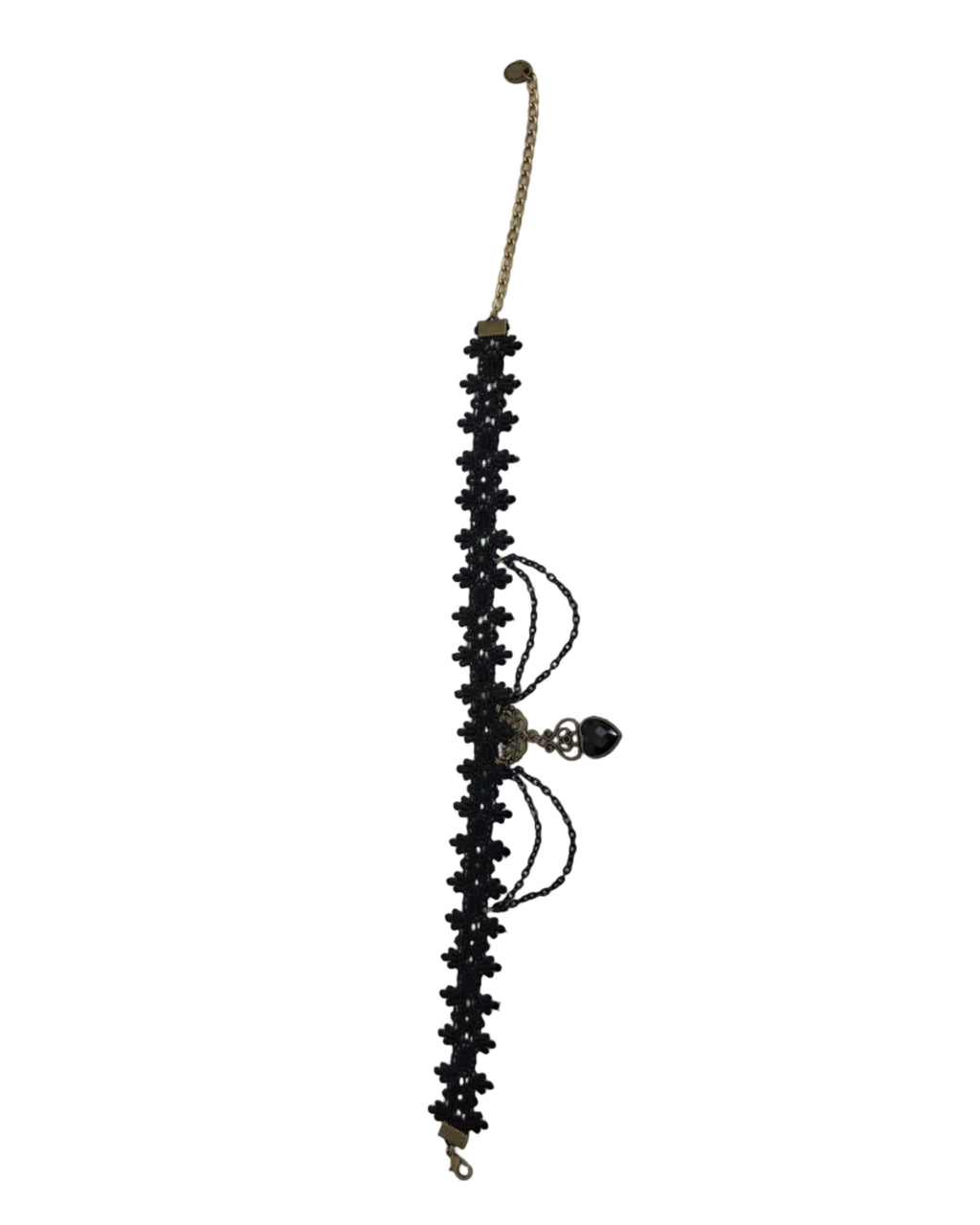 Gothic black lace and charm choker