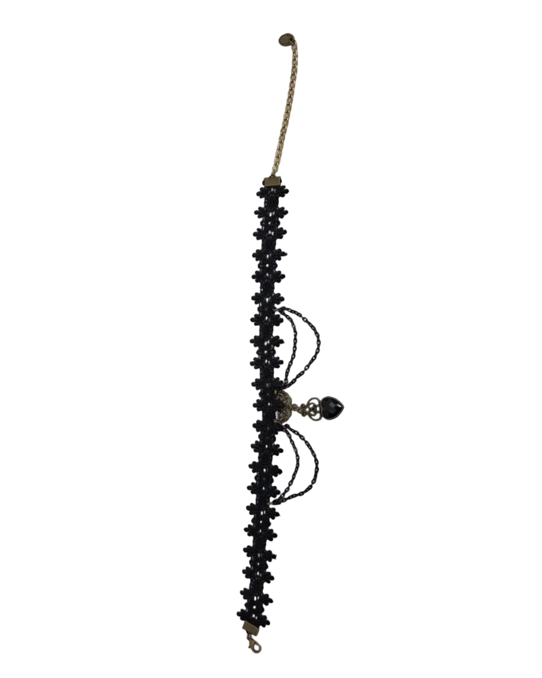 Gothic black lace and charm choker